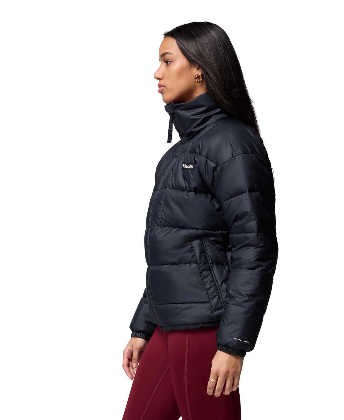Columbia Women's Pike Lake High Neck Collared Puffer Jacket In Black