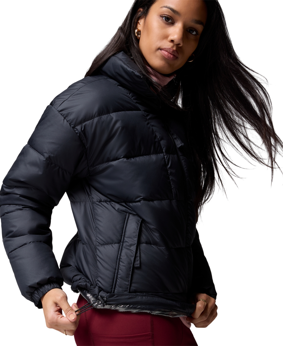 Columbia Women's Pike Lake High Neck Collared Puffer Jacket In Black