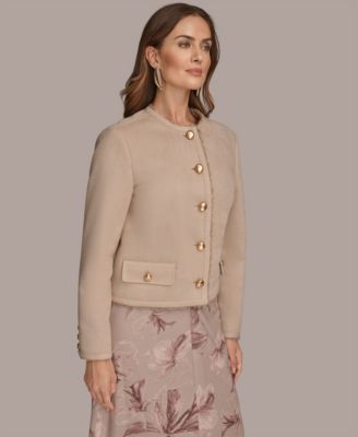 Women's Crewneck Button-Front Boxy Coat