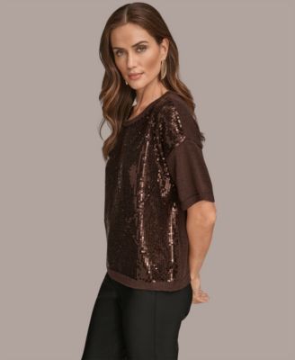 Women's Short Sleeve Sequin Sweater
