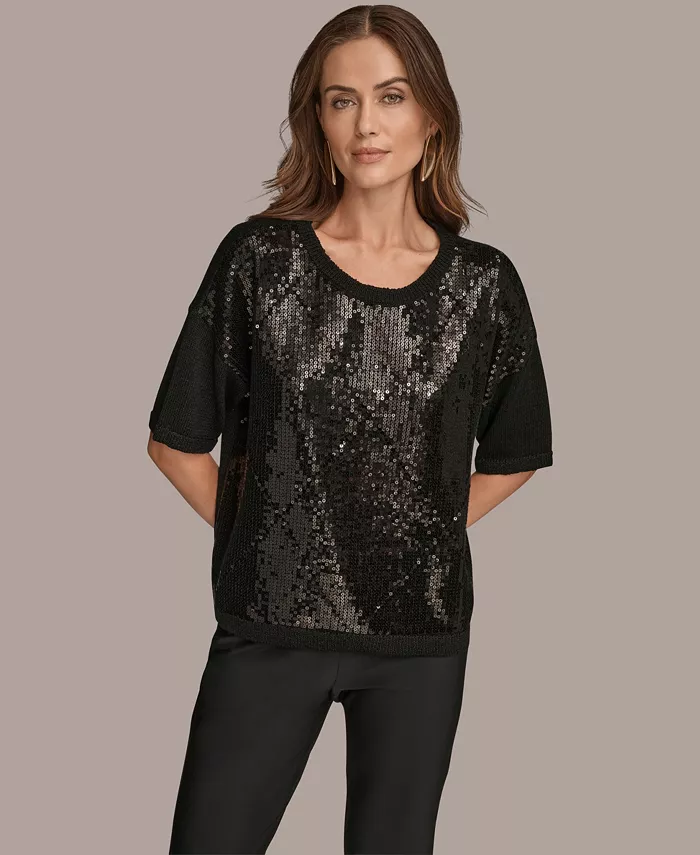 Women's Short Sleeve Sequin Sweater