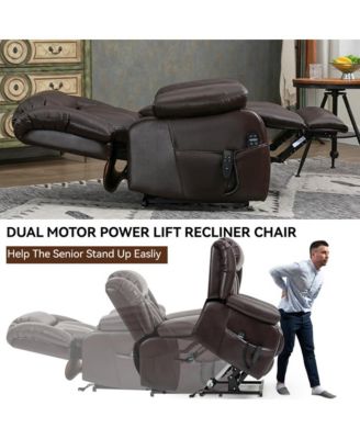 Oversized Faux Leather Recliner Chair – Power Lift, Dual Motor, Massage & Heat, 350 lbs Capacity – Electric Chair for Seniors