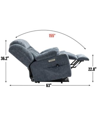 Power Lift Recliner with Heat & Massage, Electric Chenille Chair with USB Port, Cup Holders & Heavy-Duty 350 LBS Support-Maison Boucle