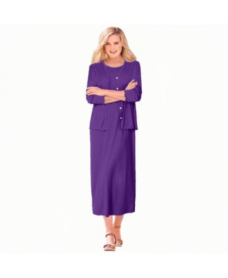 Plus Size Lettuce Trim Knit Jacket Dress