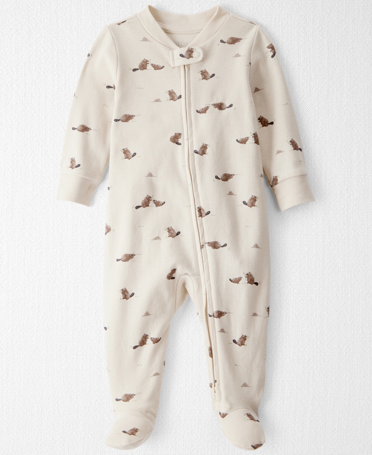 Carter's Little Planet By  Baby Boys Or Baby Girls Organic Beaver Creek Print Sleep And Play Pajamas In Brown