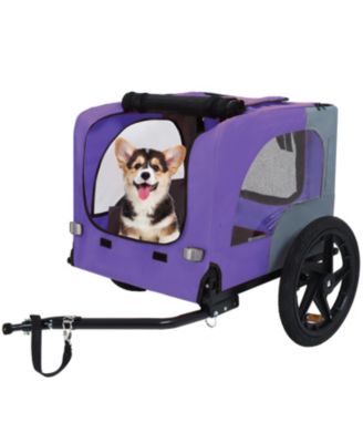 Pet Bike Trailer,Suitable for Small & Medium Pets, Easy Folding Cart Frame, Quick Release Wheel, Purple