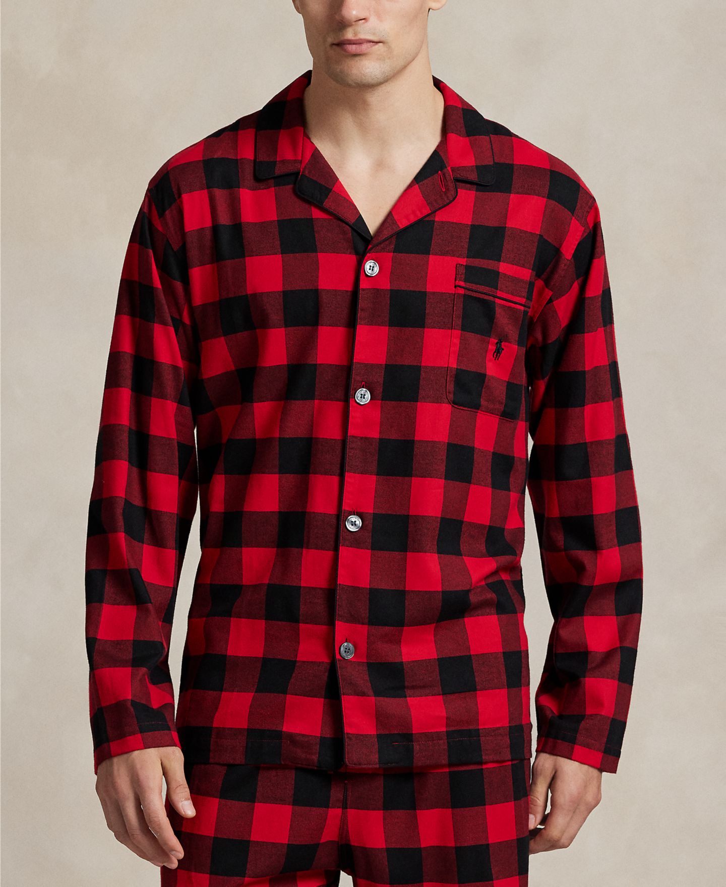 Мужская пижама Polo Ralph Lauren в клетку buffalo, комплект из 2 предметов, цвет: Красный клетчатый — фото 3