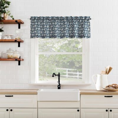 Marist Floral Semi-Sheer Rod Pocket Kitchen Curtain Tier Pair