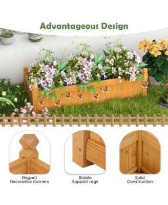 Patio Wooden Raised Garden Bed Rectangular Garden Planter w/ Drainage System
