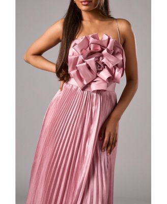 Women's Metallic Pleated Corsage Dress