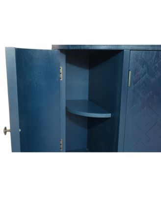 CASAINC 47.5" 1-Pc. Oval Fluted Accent Storage Cabinet with 4 Doors and Curvy Edge