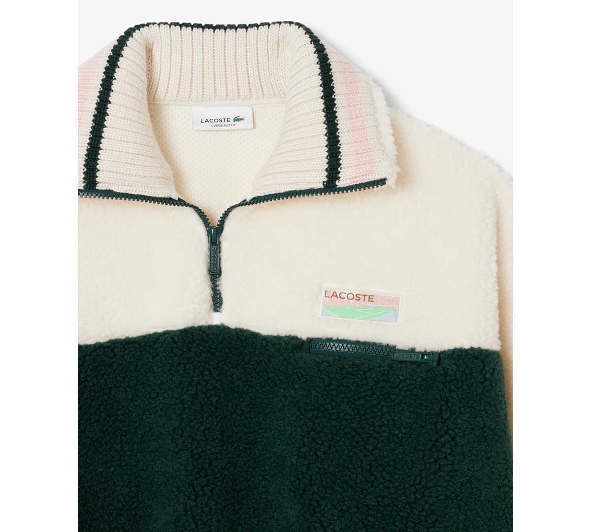 Lacoste Usa Women's Oversized Colorblock Half Zip Jacket