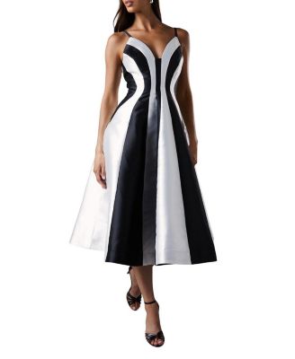 Women's Midi Contrast Panel Dress