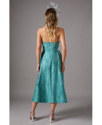 Halter Jacquard Drop Waist Dress