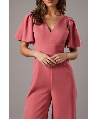 Women's Flutter Sleeve Plunge Jumpsuit