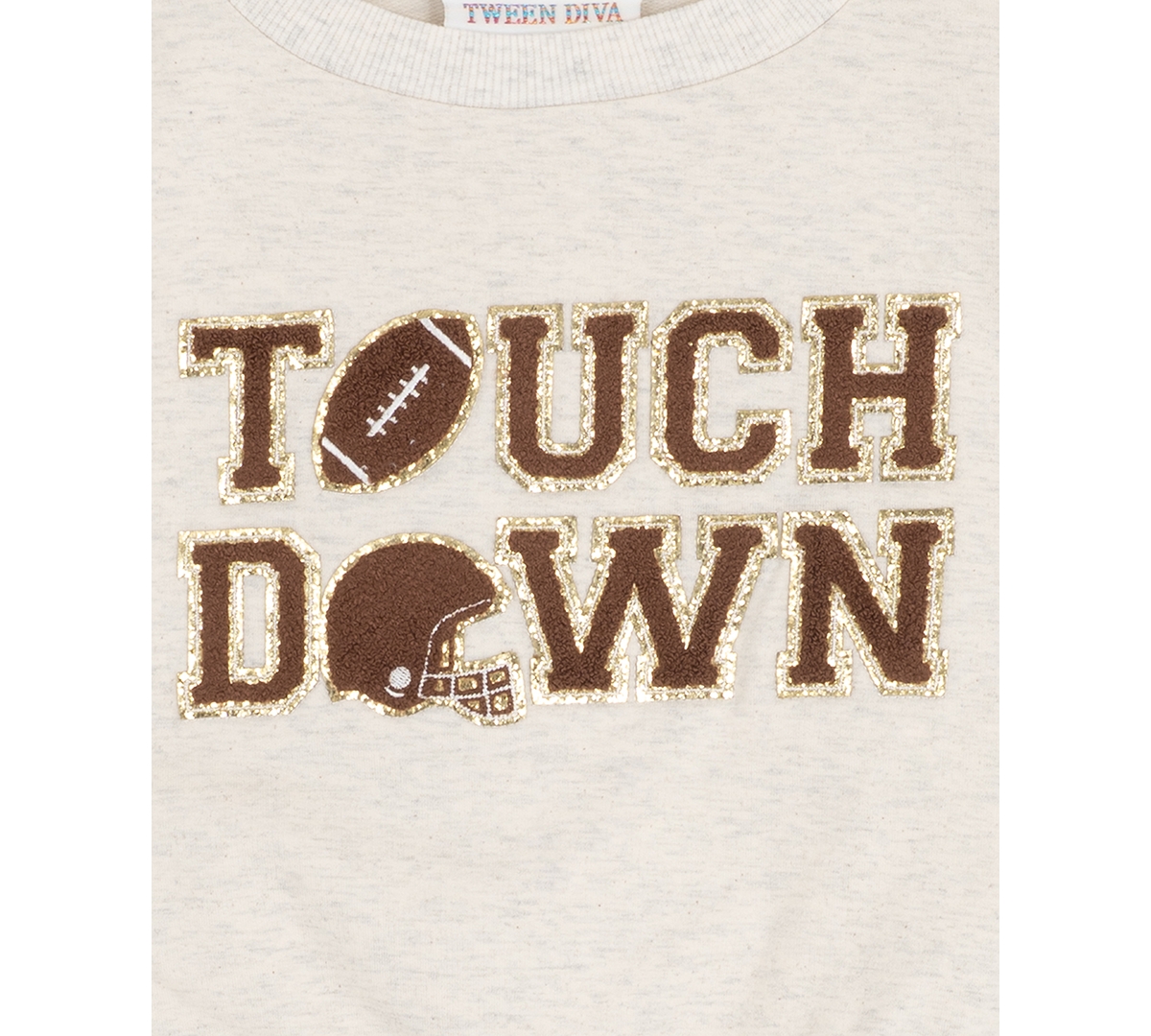 Rare Editions Big Girls' Touch Down Sweatshirt With Fold Over Skort, 2 Pc In Brown