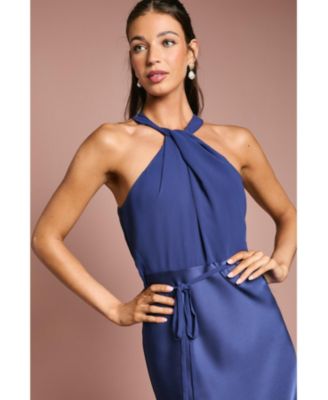 Women's Satin Halter Neck Bridesmaid Dress