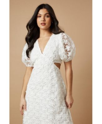 Textured Cutout Detail Midi Dress