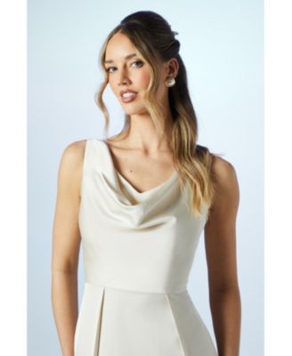 Sleeveless Cowl Neck Bridesmaid Dress