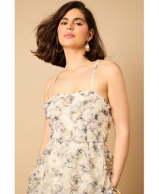 Women's Floral Textured Strappy Midaxi Dress