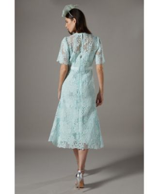 Women's Lace Bow Belt Midi Dress