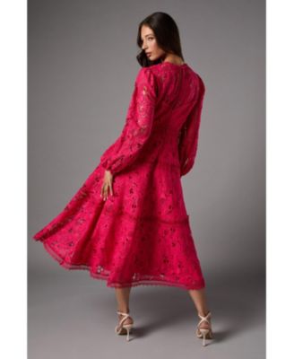 Women's Lace Panelled Long Sleeve Dress