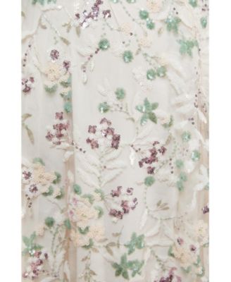 Women's Hand Embellished V-Neck Midi Dress