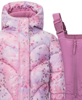 Baby Girls' Foil Print Jacket and Ski Bib Snowsuit, 2-Piece Set