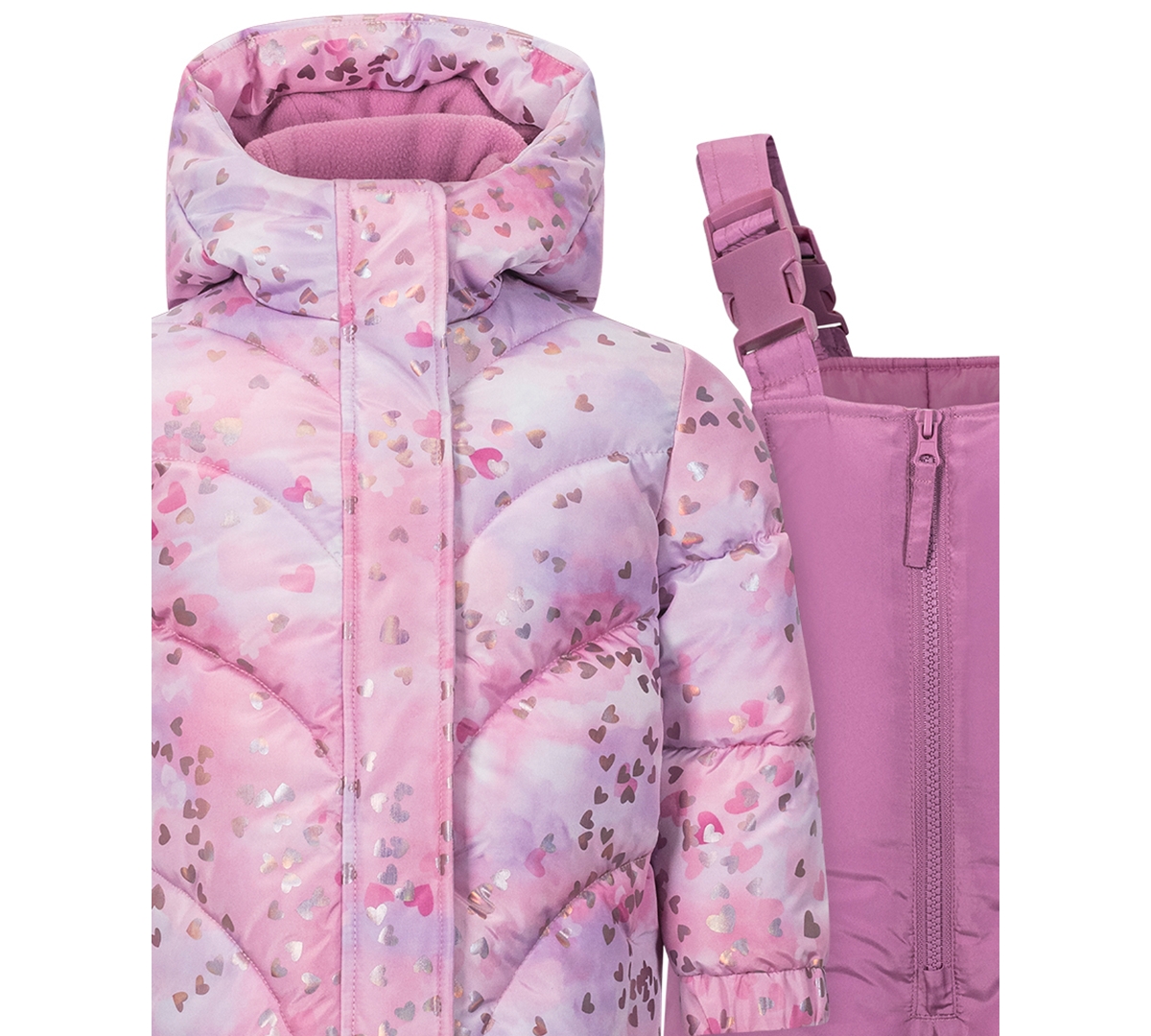 S Rothschild & Co Baby Girls 2-piece Foil Print Jacket And Ski Bib Set In Pink