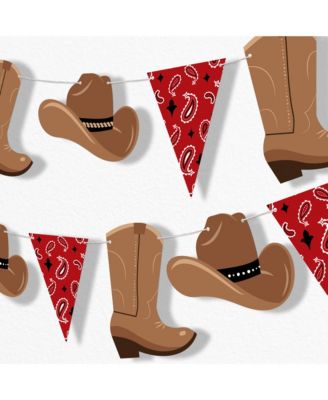 Western Hoedown Garland Banner, 30 Feet of Cord, 15 Double-Sided Cowboy Themed