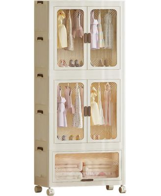 Plastic Free Installation Storage Cabinet Wardrobe Home Living Room Bedroom Multifunctional Dustproof Clothes Storage Cabinet