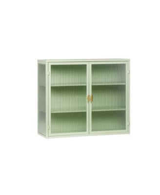 28" Wall Cabinet with Glass Doors and 3-Tier Storage for Living and Dining Areas