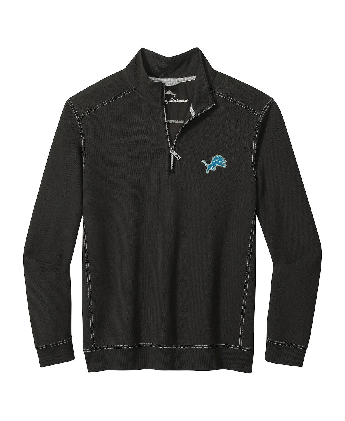 Tommy Bahama Men's Black Detroit Lions Big Tall Montego Bay Half-zip Jacket In Black