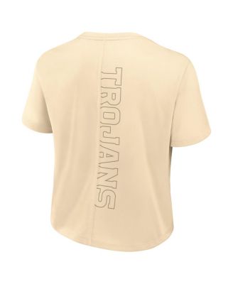 Women's Tan USC Trojans Performance Cropped T-Shirt