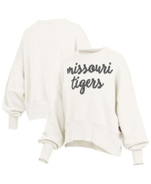 Женский свитшот Pressbox Cream Missouri Tigers Oversized Chelsea Waist Length Pullover