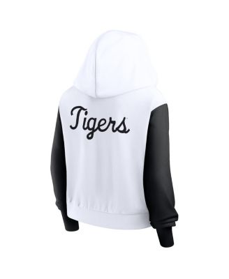 Women's White LSU Tigers Cropped Beyond Capability Color Block Script Full-Zip Hoodie