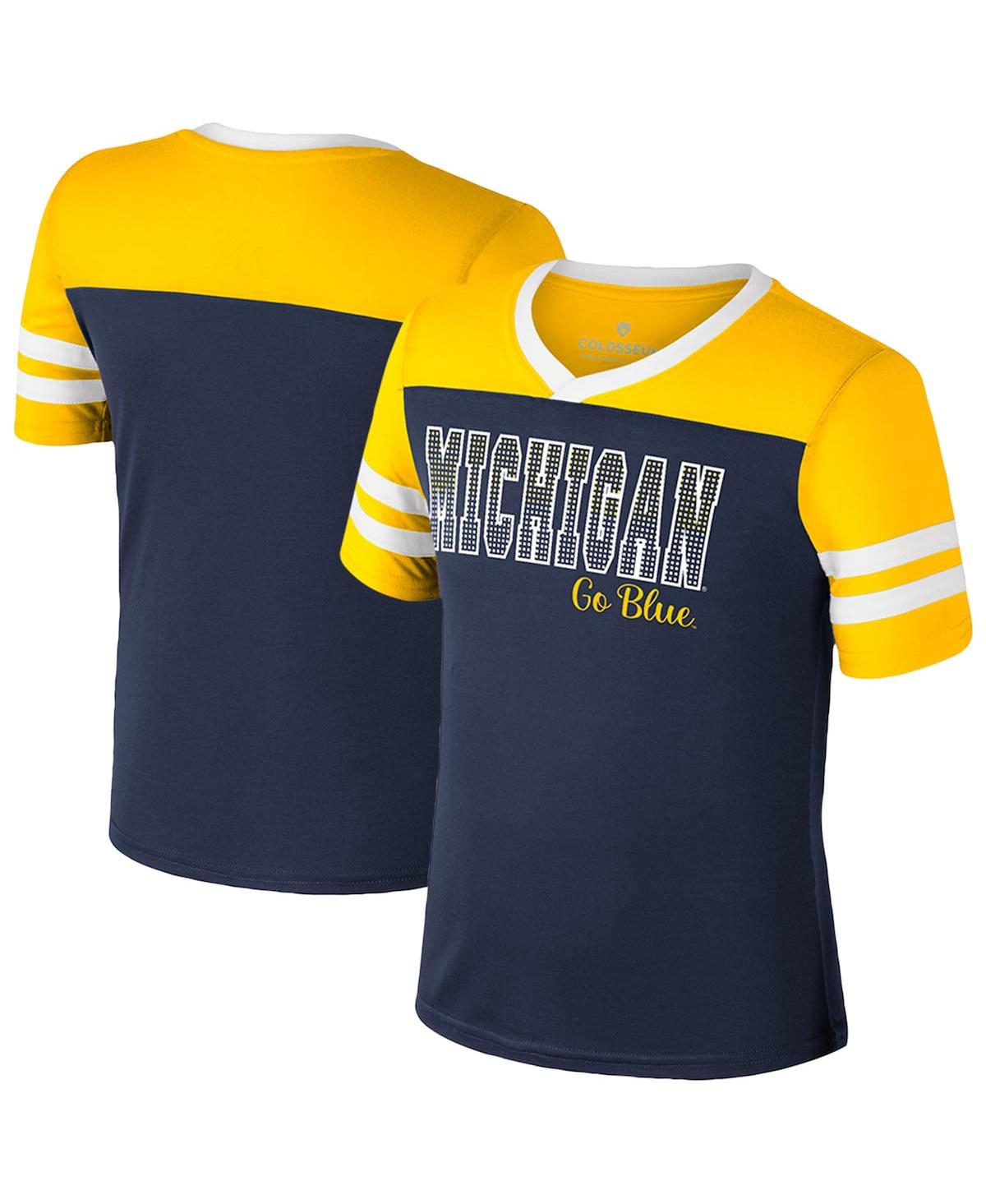 Colosseum Big Girls Navy Michigan Wolverines Space Opera T-shirt In Blue