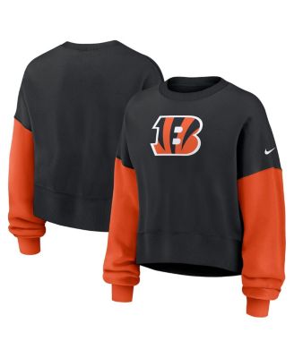 Nike - Women's Black Cincinnati Bengals Oversized Color-Block Pullover Sweatshirt