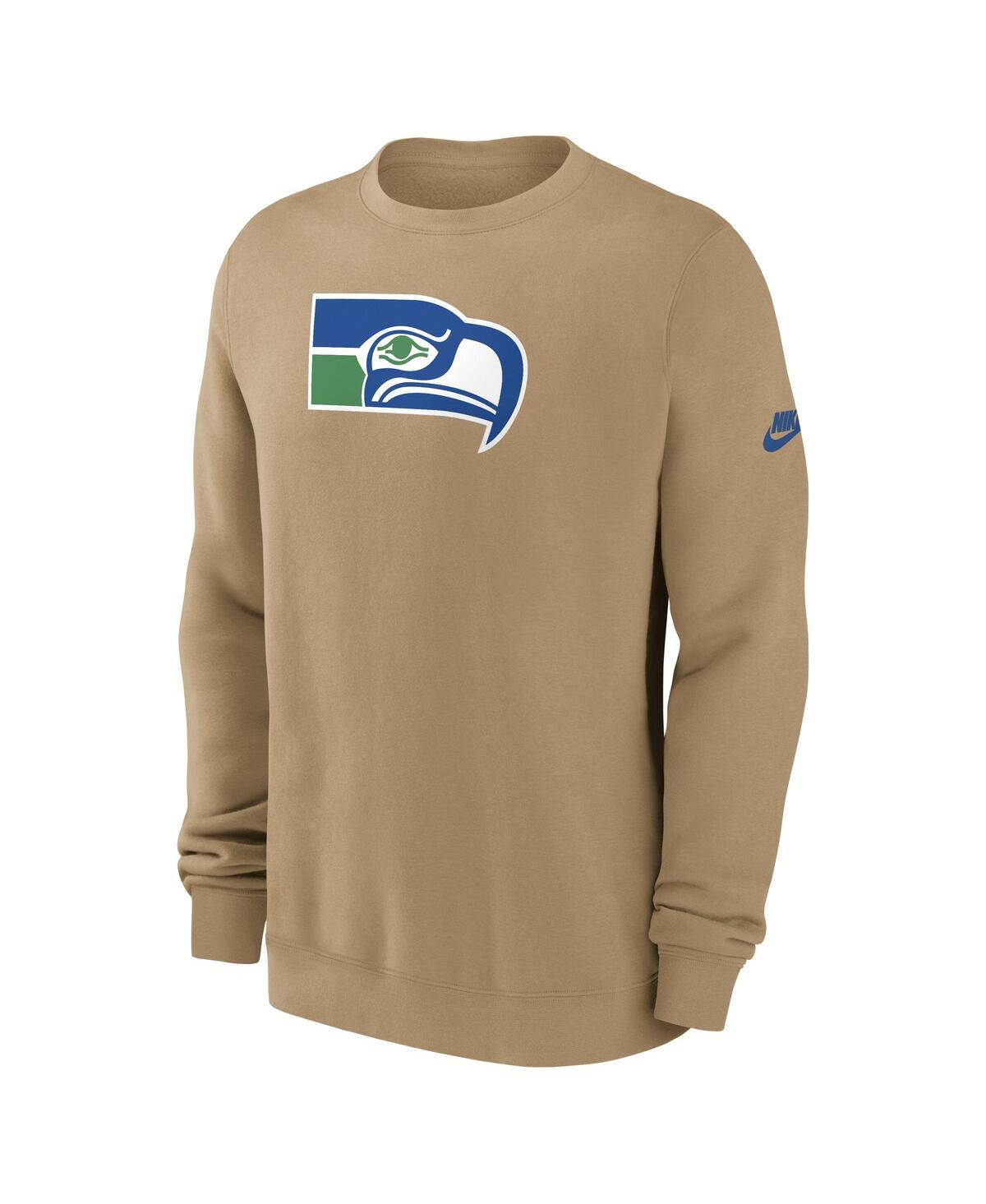 Nike Men's Tan Seattle Seahawks Swing Pass Rewind Club Pullover Sweatshirt In Brown