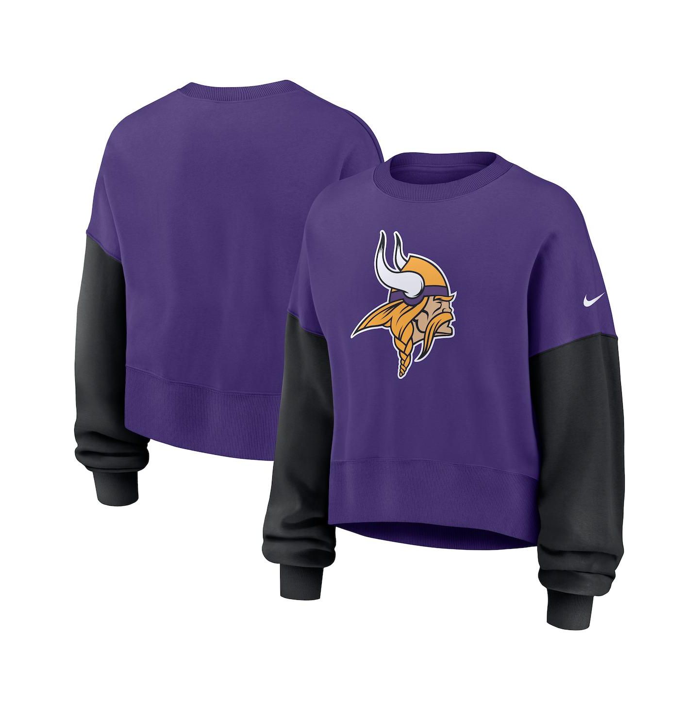 Женский свитшот Nike Purple Minnesota Vikings Oversized Color-Block Pullover — фото 1
