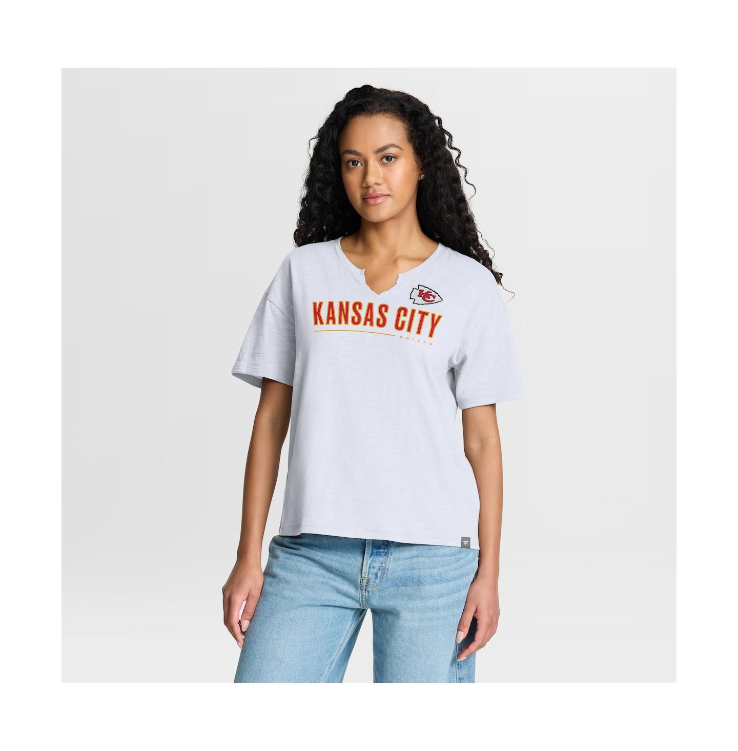 Женская футболка Fanatics White Kansas City Chiefs Redzone Slub Boxy — фото 1