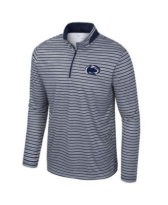 Men's Navy Penn State Nittany Lions Striped Quarter-Zip Sweatshirt