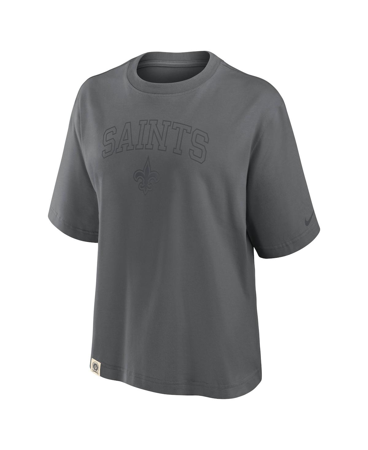 Nike Charcoal New Orleans Saints Glory Arch Boxy T-shirt In Gray