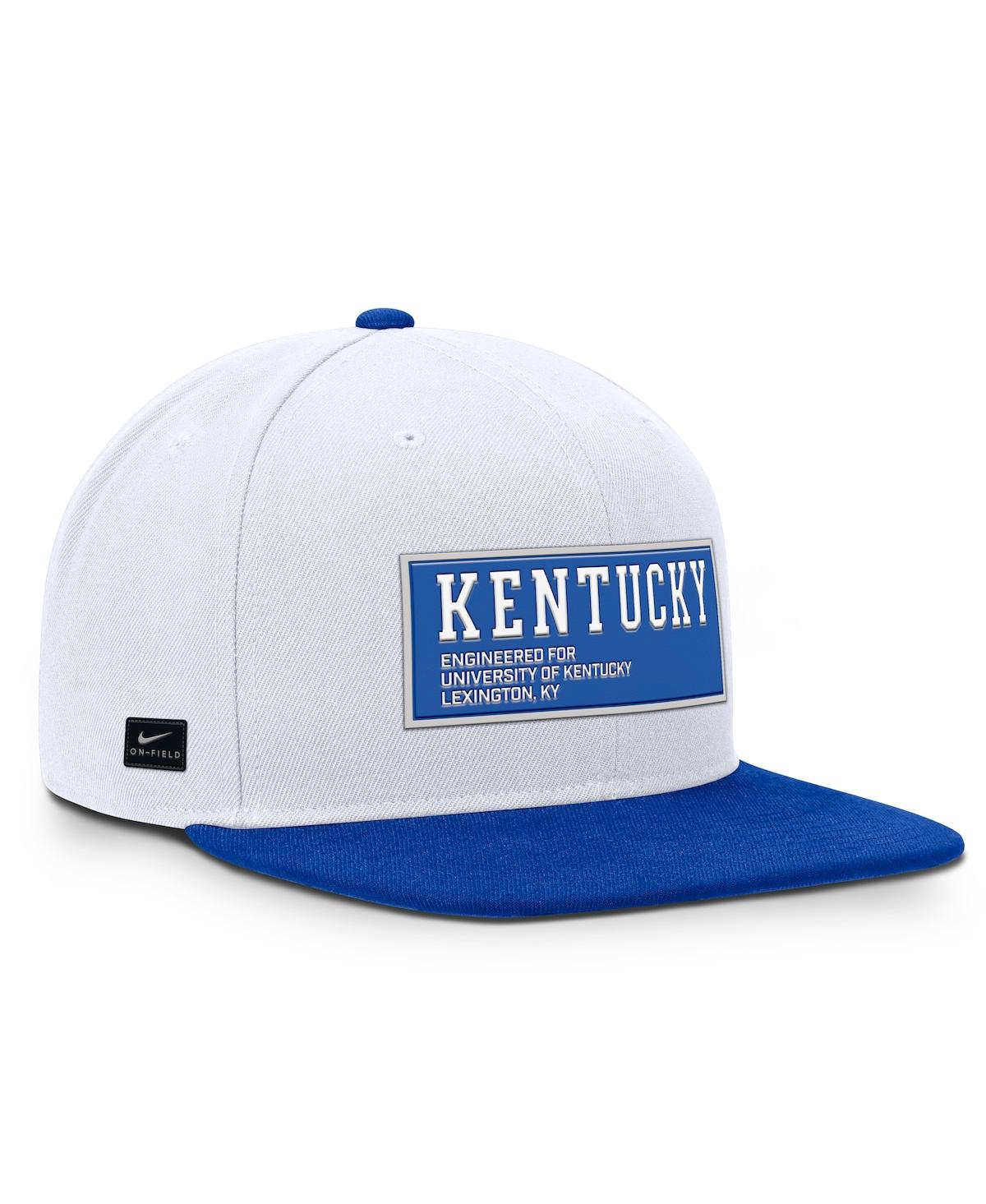 Nike Men's White/royal Kentucky Wildcats 2025 On-field Patch Pro Dri-fit Snapback Hat In Multi
