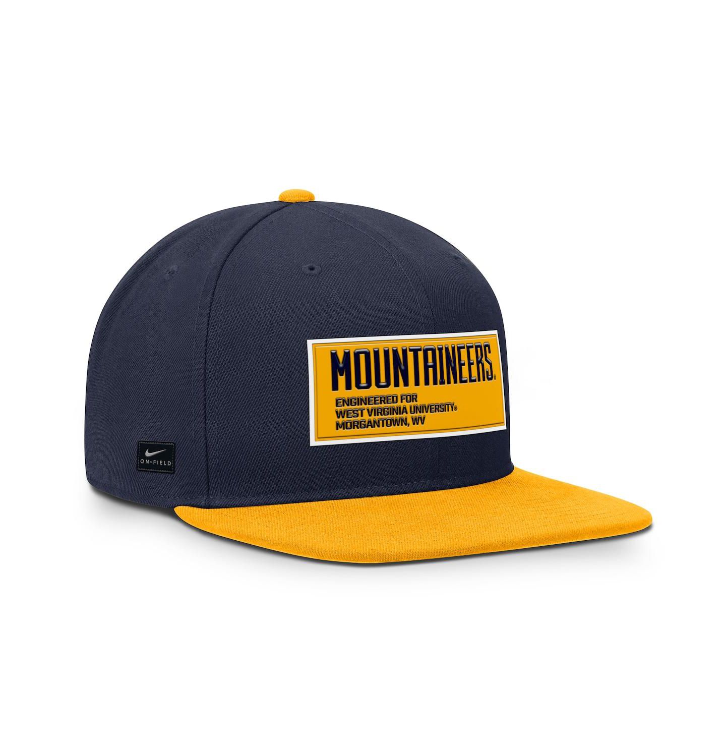 Мужская кепка Nike Navy/Gold West Virginia Mountaineers 2025 On-Field Patch Pro Dri-FIT Snapback Hat — фото 3