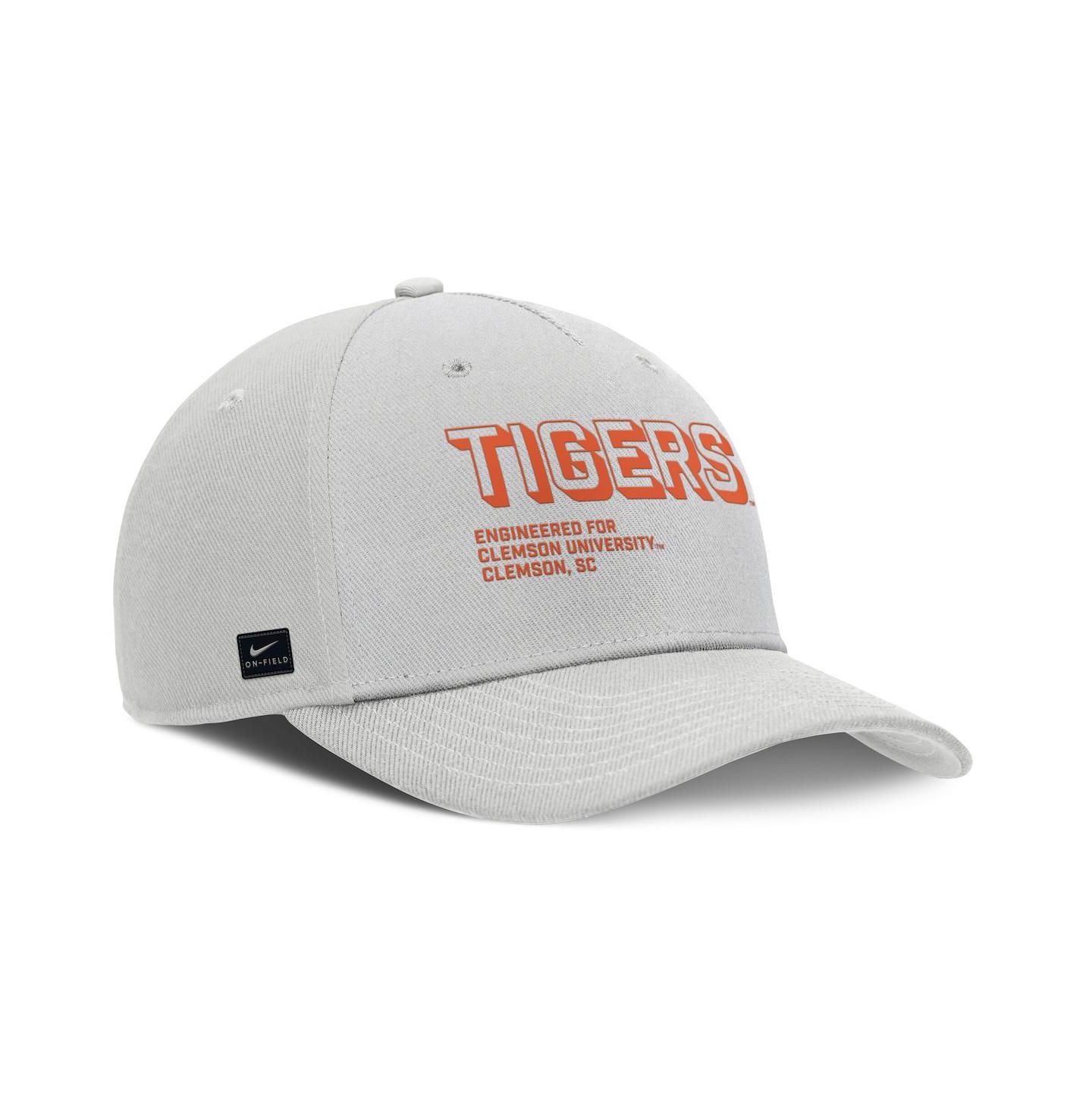Мужская кепка Nike Gray Clemson Tigers 2025 Sideline Dust Pinched Rise Adjustable Hat — фото 3