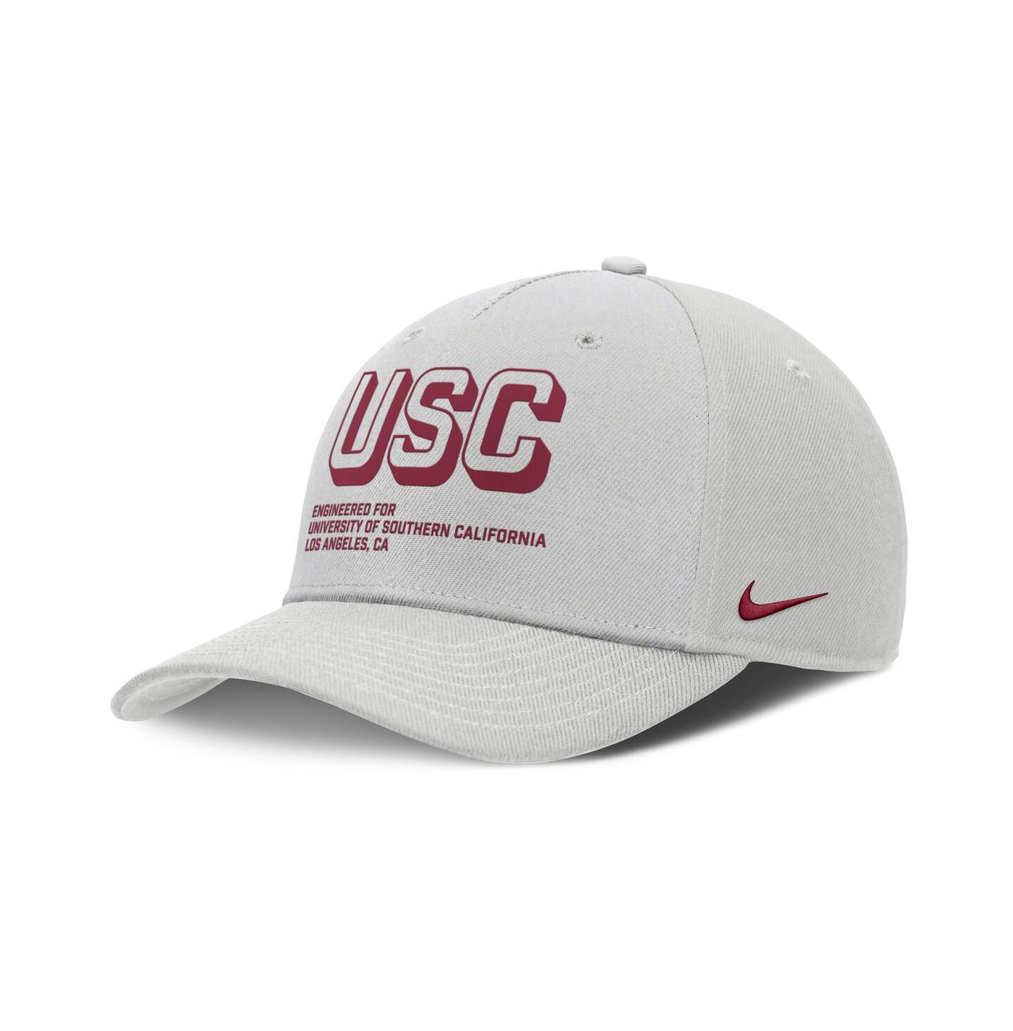 Мужская кепка Nike Gray USC Trojans 2025 Sideline Dust Pinched Rise Adjustable Hat — фото 1
