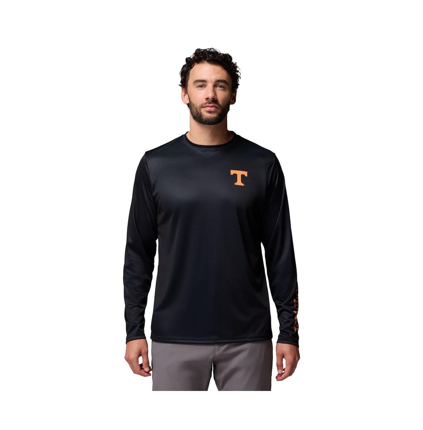 Мужская футболка Columbia Black Tennessee Volunteers PHG Terminal Shot 3-Hit Long Sleeve — фото 1
