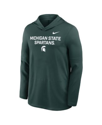 Men's Green Michigan State Spartans 2025 Sideline Performance Long Sleeve Hoodie T-Shirt