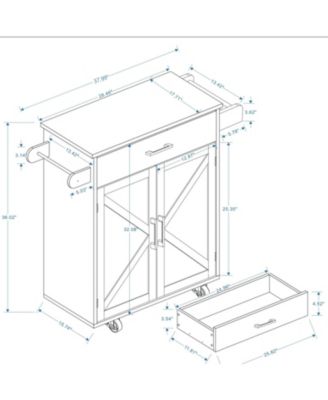 Rolling Kitchen Cart with Adjustable Shelves, Towel Rack and Wood Top for Storage